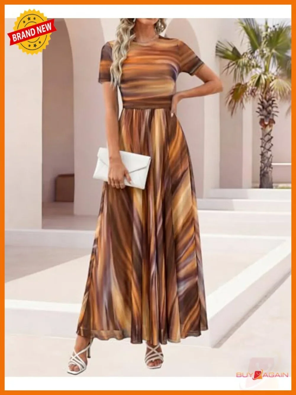 Women's Floral Maxi Dress Short Sleeve A-Line Formal Wedding Guest